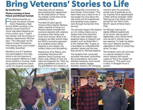 Notre Dame Prep Students Bring Veterans’ Stories to Life